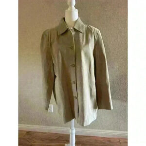 Bernardo Genuine Suede Leather Jacket Womens XL tan Lined Button Up Western